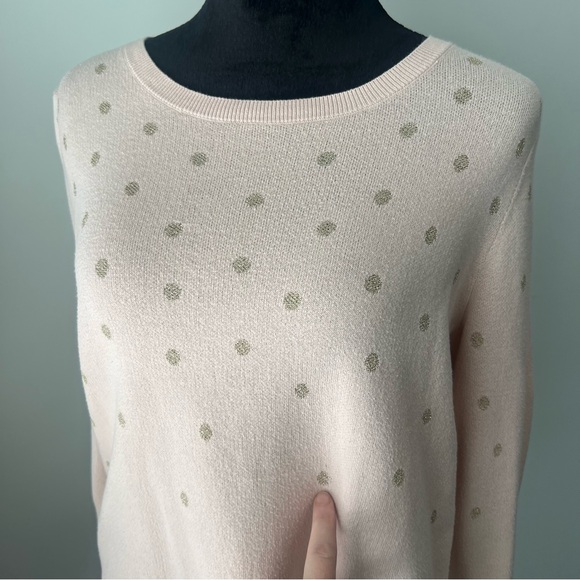 LOFT Light Pink Sweater with Gold Dotted Design - L - Picture 7 of 8